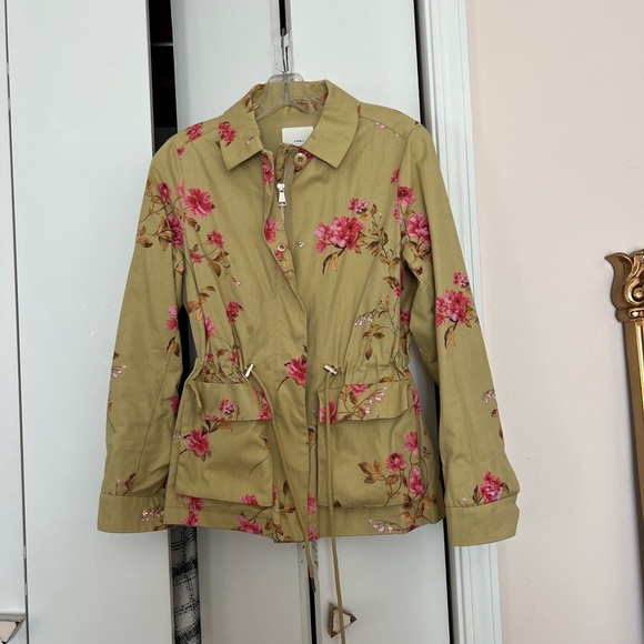 “A loves A” Utility Jacket/anorak w Floral Print, Cinched Waist, front pockets - Picture 1 of 6